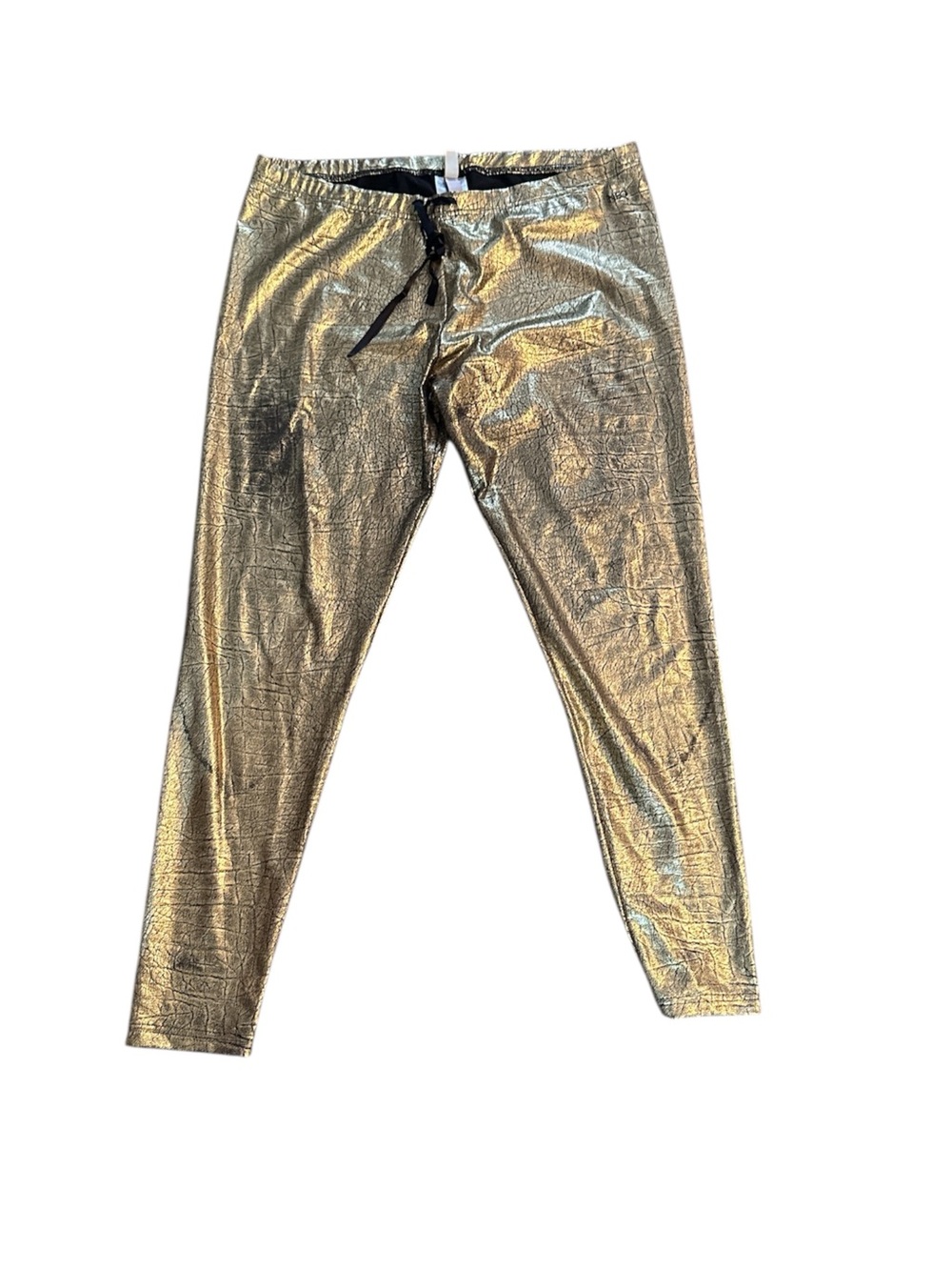 Adidas NEO Gold Metallic Cracked-Texture Leggings